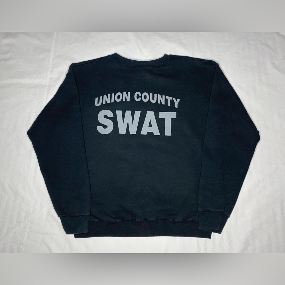 VTG 90s SWAT Lee Heavyweight Crewneck Sweatshirt Black Large USA Union County